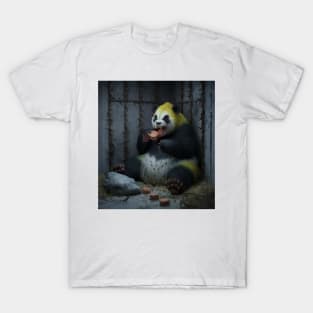 AI generated scary panda eating burgers T-Shirt